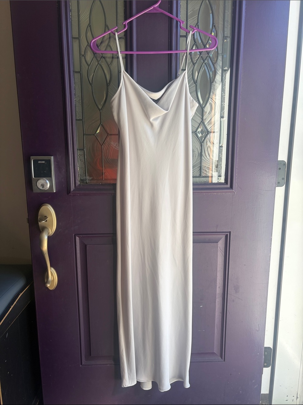 Banana Republic Satin Cowl Neck Slip Dress - Light silver